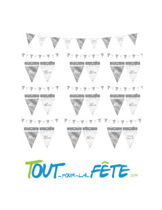 Guirlande fanions âge ARGENT 6m 9 fanions