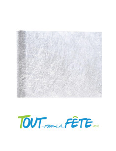 Chemin de table Fanon métallisé argent 30 cm x 5 m