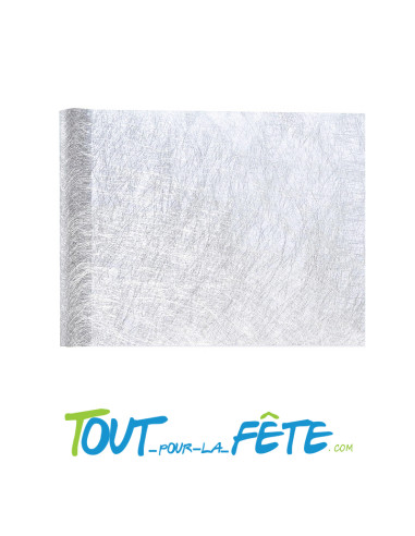 Chemin de table Fanon métallisé argent 30 cm x 5 m