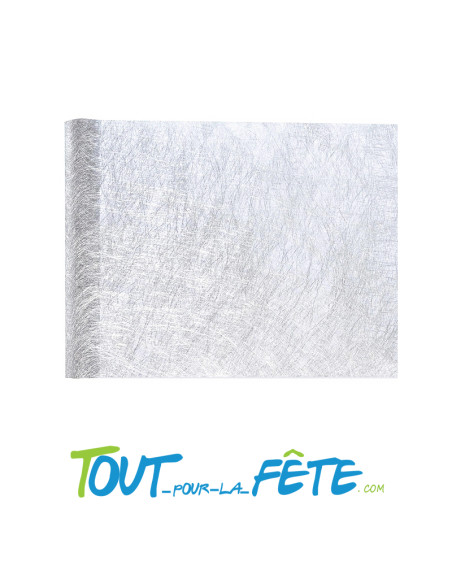 Chemin de table Fanon métallisé argent 30 cm x 5 m