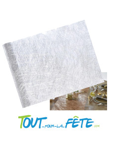 Chemin de table Fanon métallisé argent 30 cm x 5 m 2