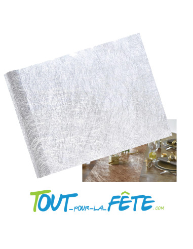 Chemin de table Fanon métallisé argent 30 cm x 5 m