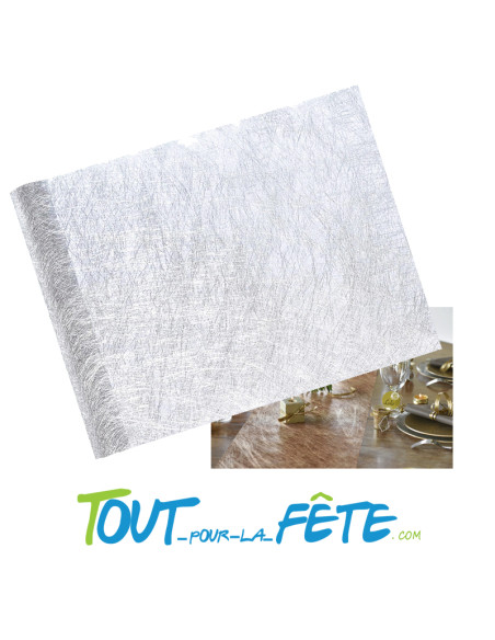 Chemin de table Fanon métallisé argent 30 cm x 5 m