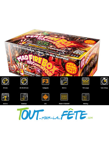 Feux d'artifice automatique MAD FIRE BOX® 100 coups
