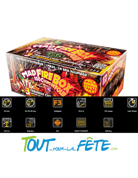 Feux d'artifice automatique MAD FIRE BOX® 100 coups