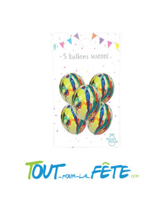 Sachet de 5 ballon à motif Mabré 30cm 2