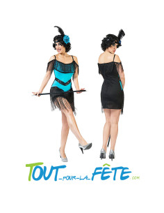 Déguisement de Charleston Noir et Bleu Adulte Taille S