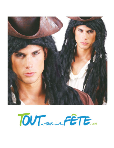 Perruque longue pirate homme