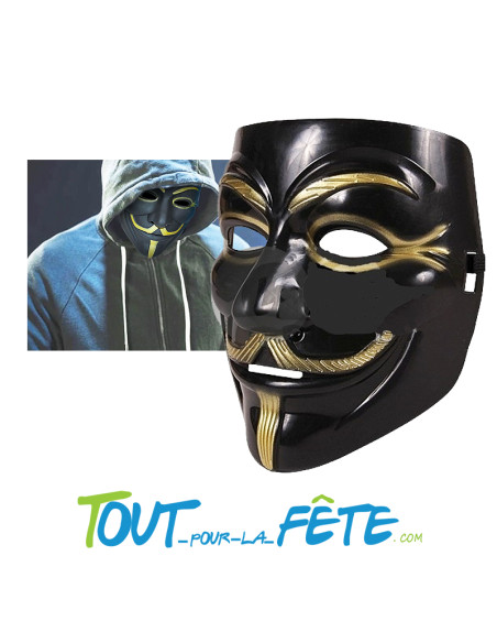 Masque Anonymous noir et or