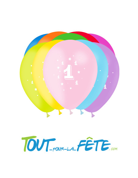 10 ballons latex multicolores chiffres 30 cm