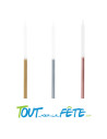 Lot de 12 bougies bicolore avec supports 13 cm