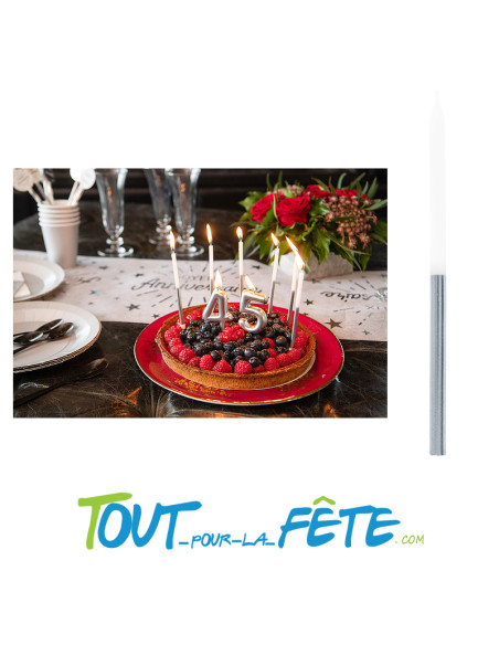 Lot de 12 bougies bicolore avec supports 13 cm