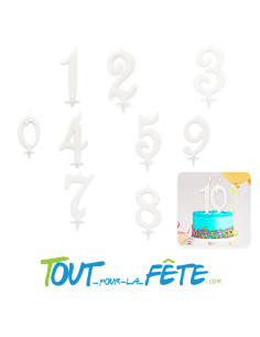 Bougie chiffre anniversaire blanche irisé chiffre