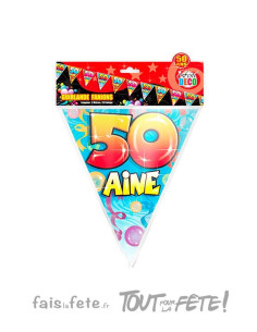 Guirlande fanions 50 ans longueur 6 m 15 fanions