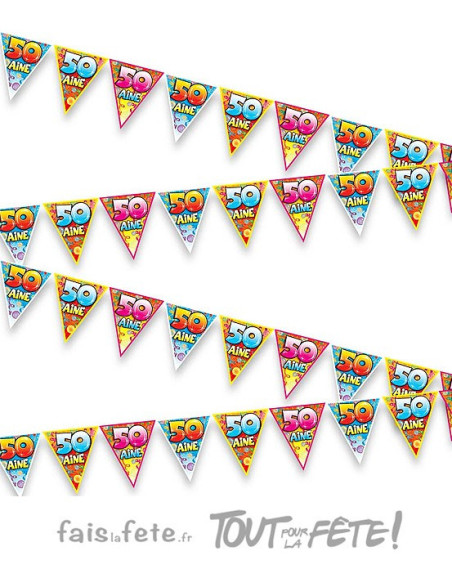 Guirlande fanions 50 ans longueur 6 m 15 fanions