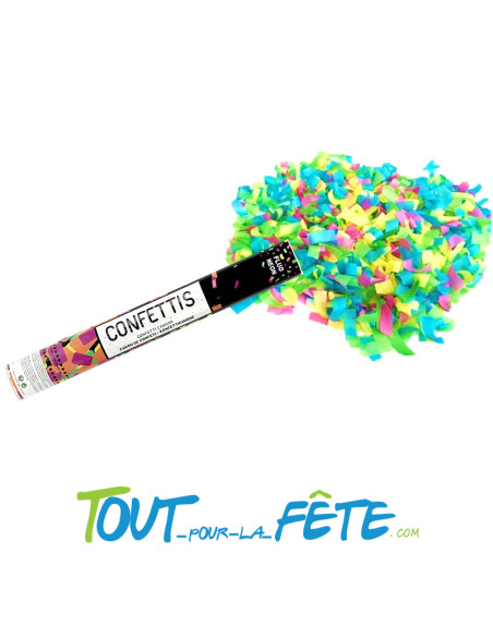 Canon à confettis papier fluo 40 cm 5 à 10 mètres de haut