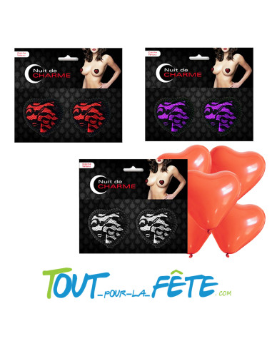 Cache Téton en Forme de Coeur et Dentelle