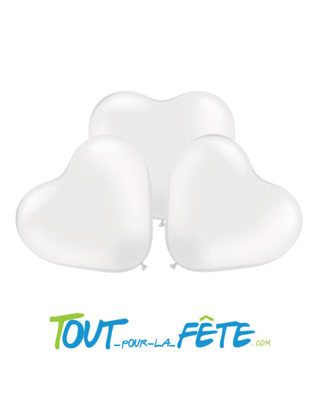 Sachet de 3 Ballons Cœur Géant blanc 45cm