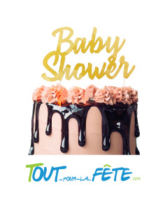 Top gâteau Baby Shower Or