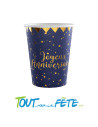 Lot de 10 gobelets Joyeux Anniversaire Bleu marine et Or