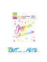 Lot de 24 serviettes joyeux anniversaire multicolore