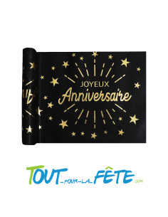 Chemin de Table Joyeux Anniversaire Noir et Or
