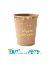 Lot de 10 gobelets Joyeux Anniversaire Kraft et Or