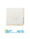 Lot de 16 serviettes Mon premier anniversaire Blanc et or