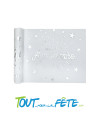 Chemin de Table Joyeux Anniversaire Blanc et Argent