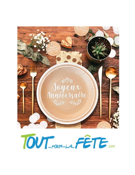 Lot de 6 assiettes Joyeux Anniversaire Kraft