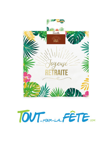 Lot de 12 serviettes joyeuse retraite motif tropical 33x33 cm