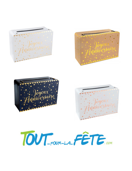 Urne Joyeux anniversaire motif étoilé plusieurs couleurs