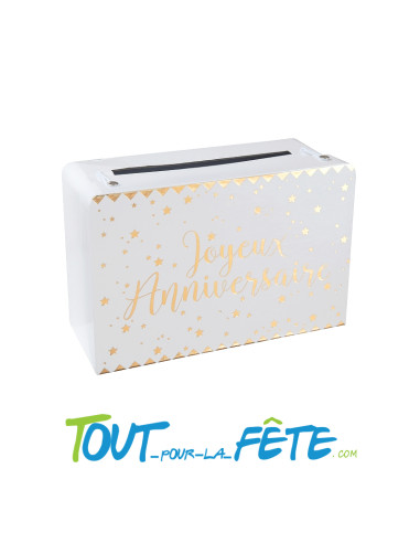 Urne Joyeux anniversaire motif étoilé plusieurs couleurs