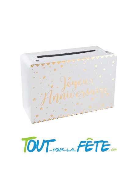 Urne Joyeux anniversaire motif étoilé plusieurs couleurs