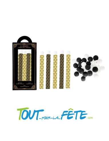 1 coffret de 5 sarbacanes + 50 boules GATSBY ANNÉE FOLLE