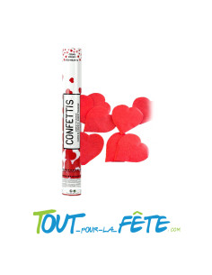 Canon à confettis cœurs rouges 20 cm