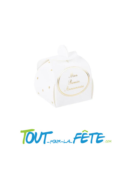 Boite à souvenir médaillon Mon Premier Anniversaire et pois