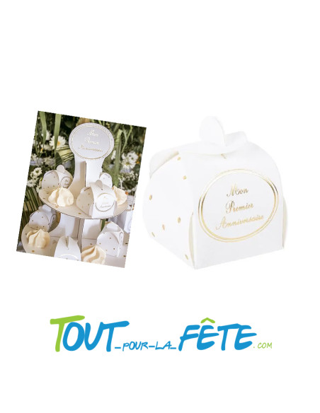 Boite à souvenir médaillon Mon Premier Anniversaire et pois