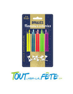 Lot de 10 bougie flamme coloré 6.5 CM