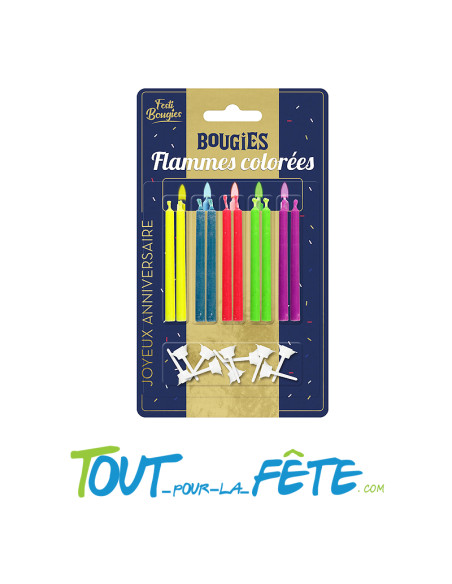Lot de 10 bougie flamme coloré 6.5 CM