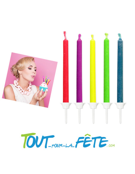 Lot de 10 bougie flamme coloré 6.5 CM
