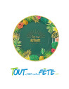 Lot de 6 assiettes joyeuse retraite motif tropicaux 23 cm