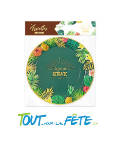 Lot de 6 assiettes joyeuse retraite motif tropicaux 23 cm 2