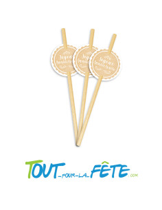 Lot de 12 pailles Joyeux Anniversaire Kraft