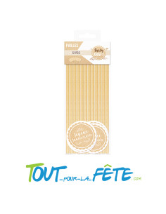 Lot de 12 pailles Joyeux Anniversaire Kraft 2