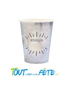 Lot de 10 gobelets Joyeux Anniversaire Argent étincelant