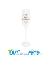 Flute de champagne joyeux anniversaire blanc et rose gold