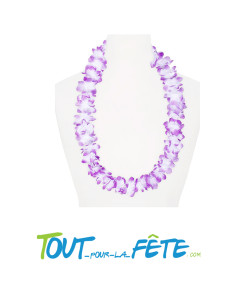 Collier de fleur Hawaïen / Tahiti lilas et blanc 2