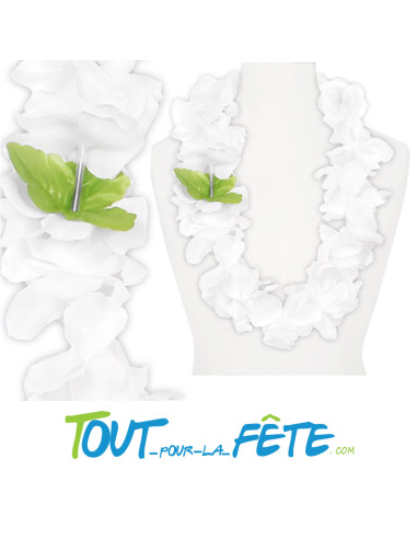 Collier de fleur Hawaïen / Tahiti blanc