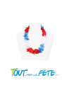 Collier de fleur Hawaïen / Tahiti bleu blanc rouge